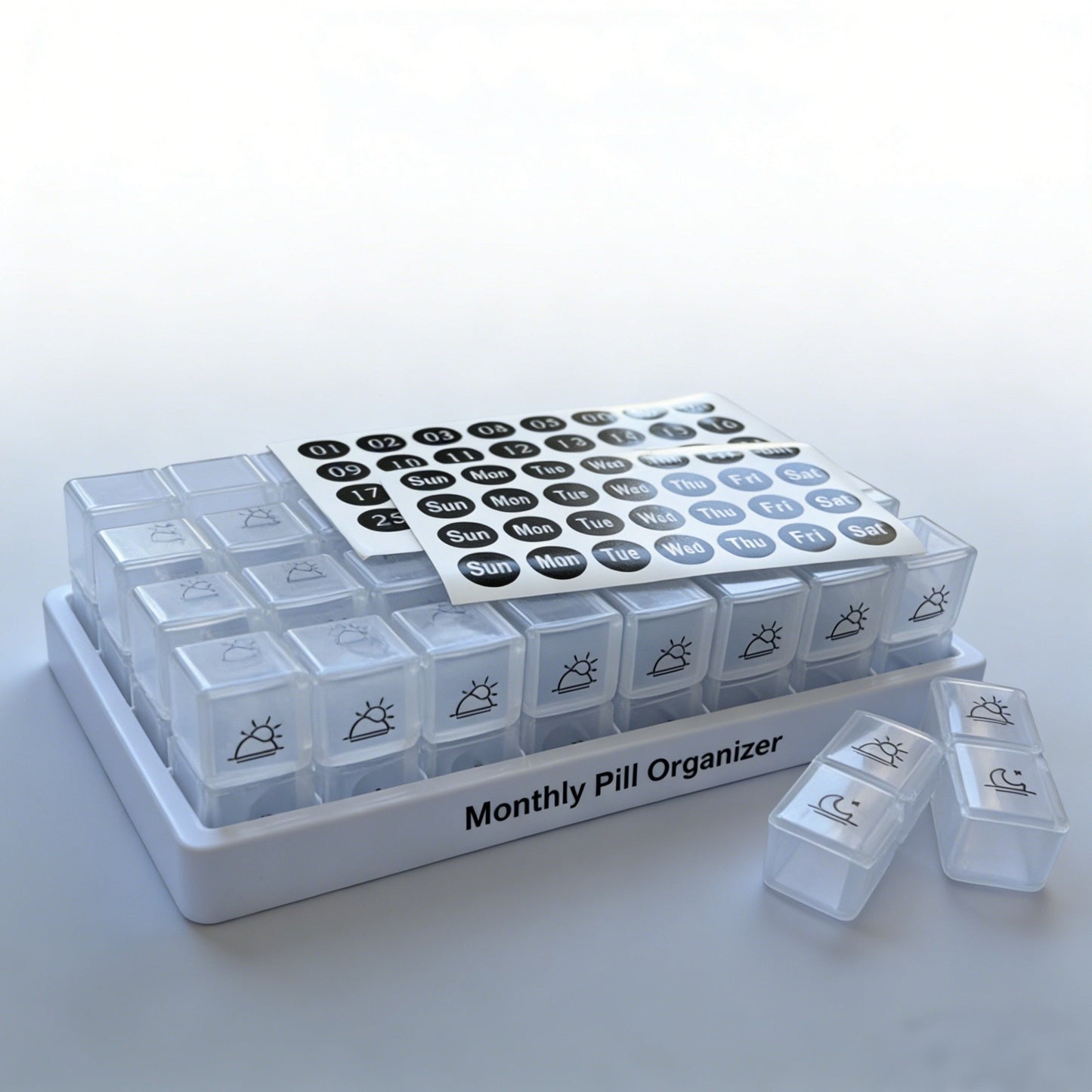 đ Monthly AM/PM Pill Organizer â Twice-a-Day Medicine & Vitamin Storage with Stickers