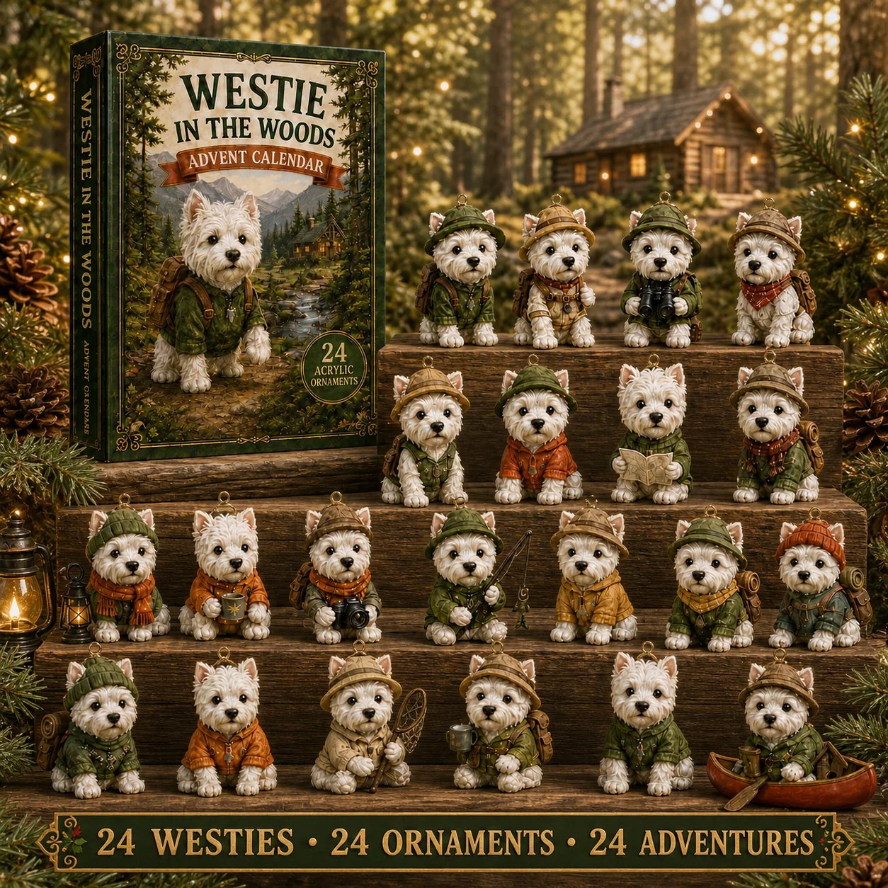 🎄Last Day 49% OFF –✨3D Westie In The Woods Advent Calendar 2026 - 24-Day Festive Countdown - Gift For Dog Lovers