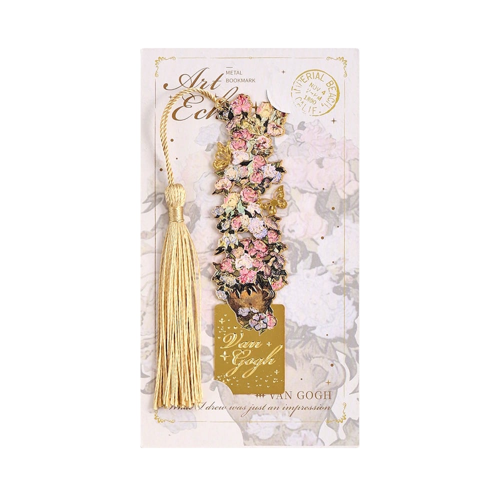📚✨ Gold Metal Bookmark with Tassel – Van Gogh & Monet Inspired Gift for Book Lovers 🎨
