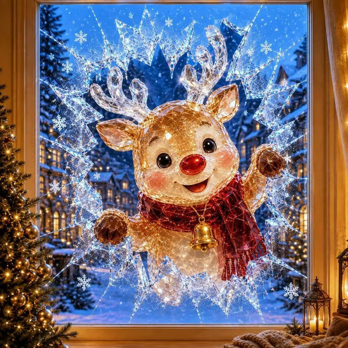 3D crystal Christmas window stickers – Reusable, festive glass decorations