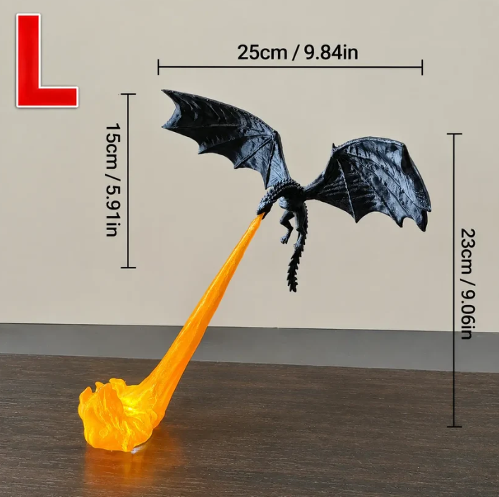 ๐3D Fire-Breathing Dragon LED Display โ Fantasy Bookshelf Decor with Glowing Flame