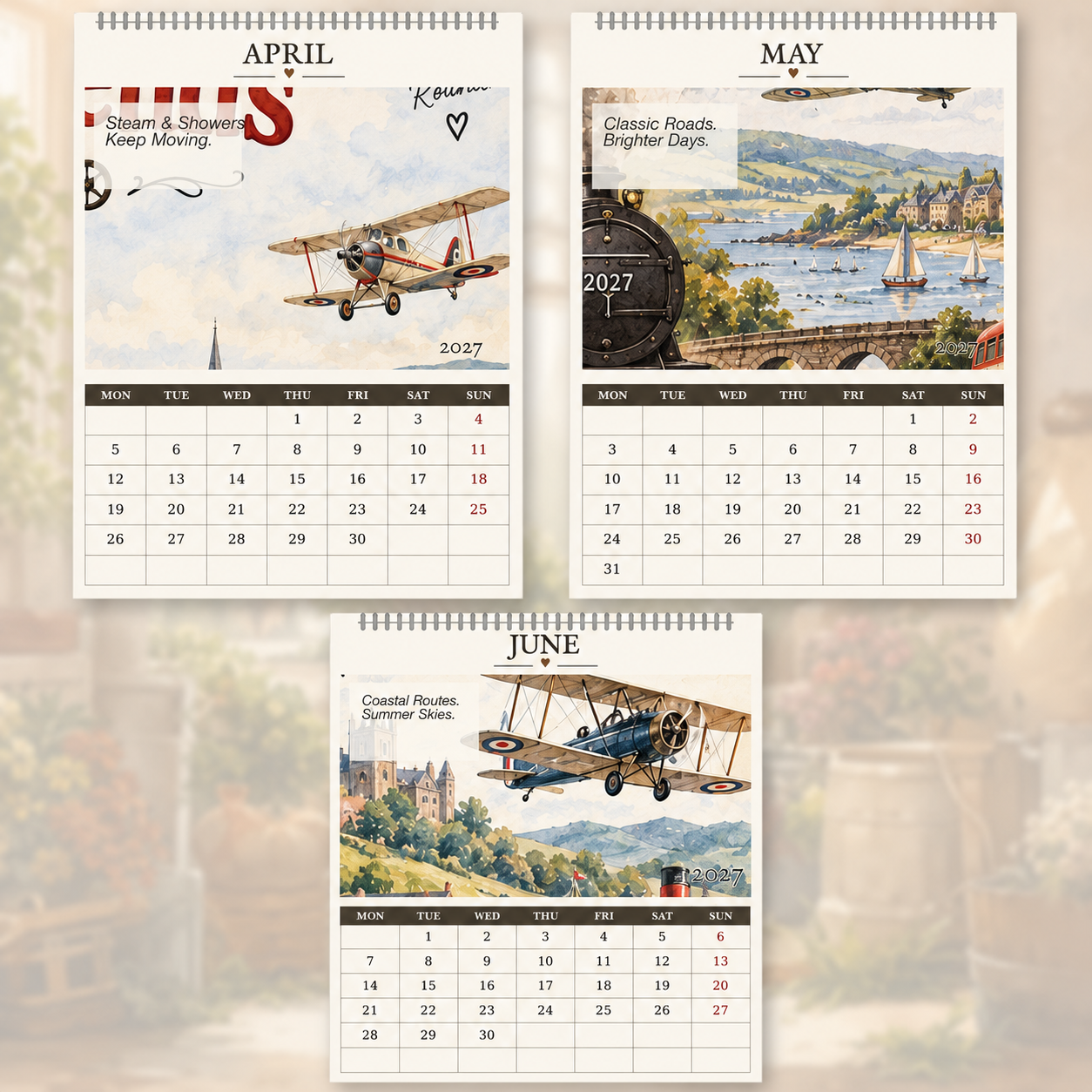 2027 Transport Legends Calendar|A4 Hanging Calendar
