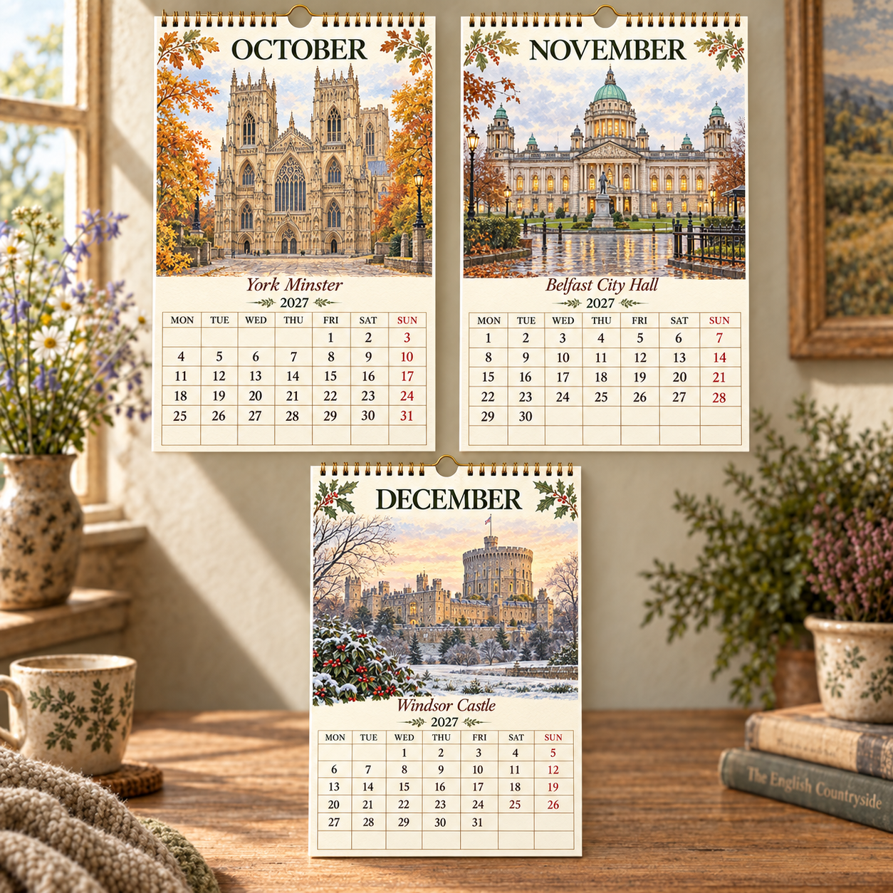 2027 British Landmarks Calendar|A4 Hanging Calendar