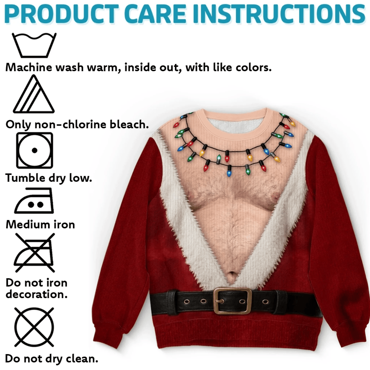 A unique, funny ‘naughty’ jumper – a personalised Christmas or birthday present for your husband, son, grandson, brother, grandad, dad or yourself – ‘Father Christmas is showing off his abs today’