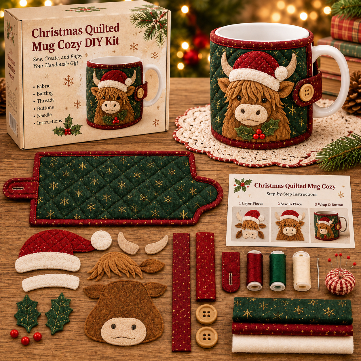 ๐ Christmas Mug Cozy Sewing Kit