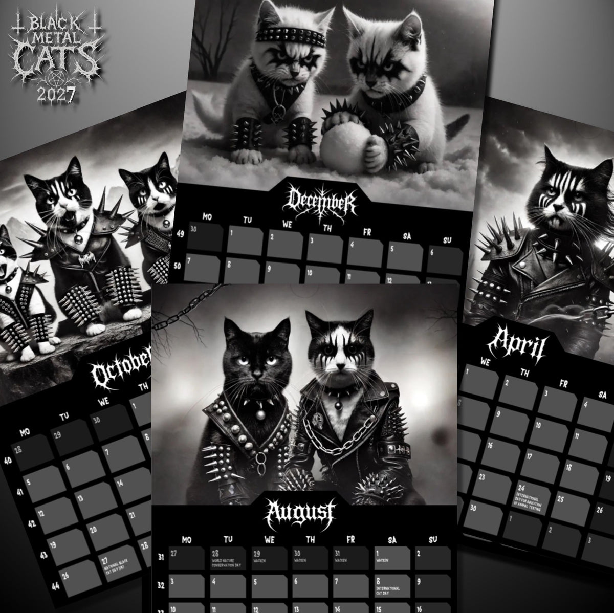 Black Metal Cats 2027 - Wall Calendar 2027