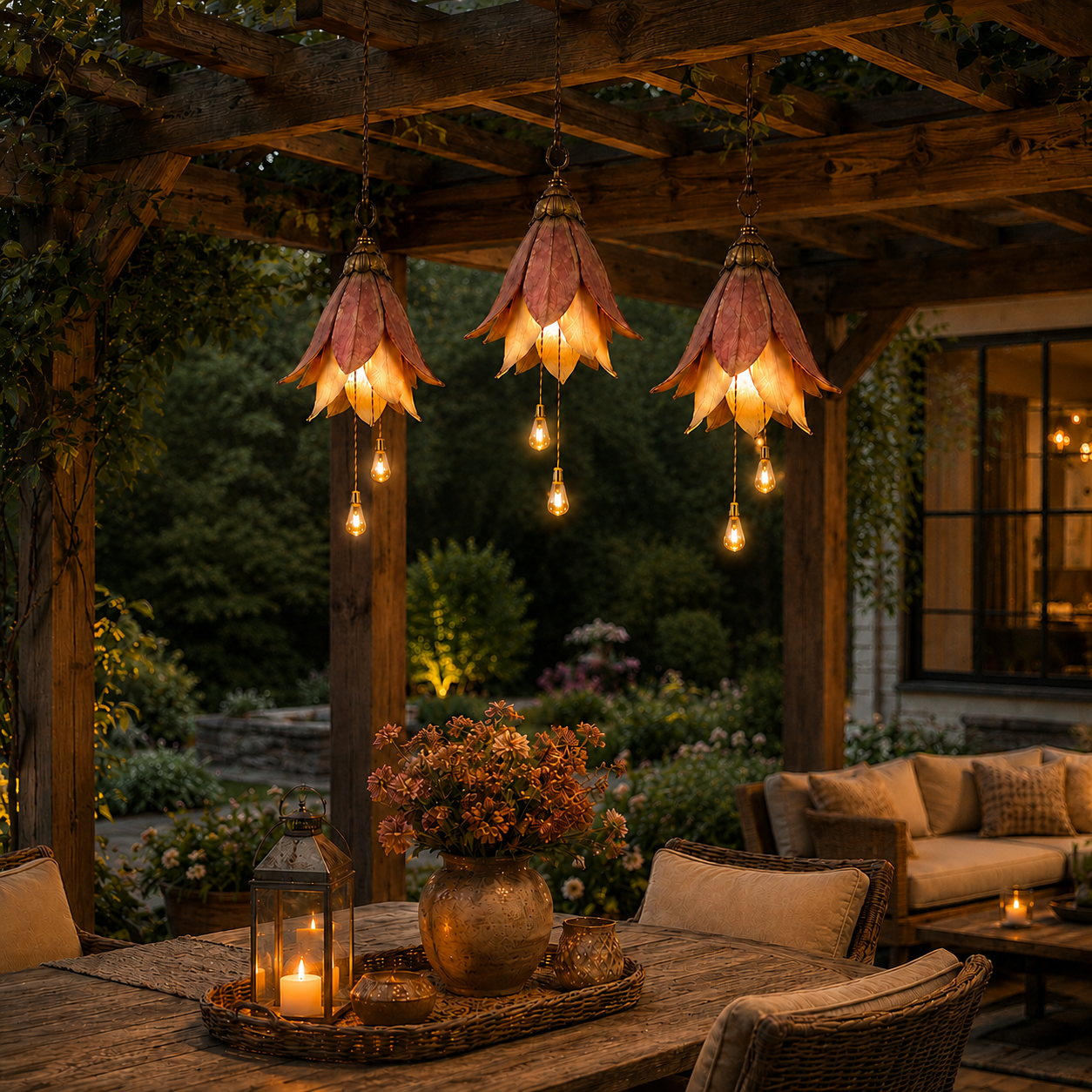 🌸Transform your porch into a magical garden full of atmosphere|Retro hanging flower lamp three-piece set
