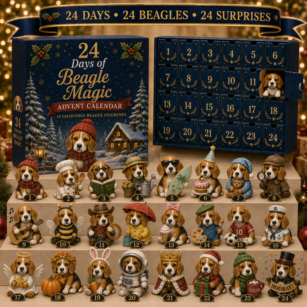 ✨CHRISTMAS KICKOFF 48% OFF - Beagle Advent Calendar 2026 - 24-Day Festive Countdown Blind Box - Gift For Beagle Lovers