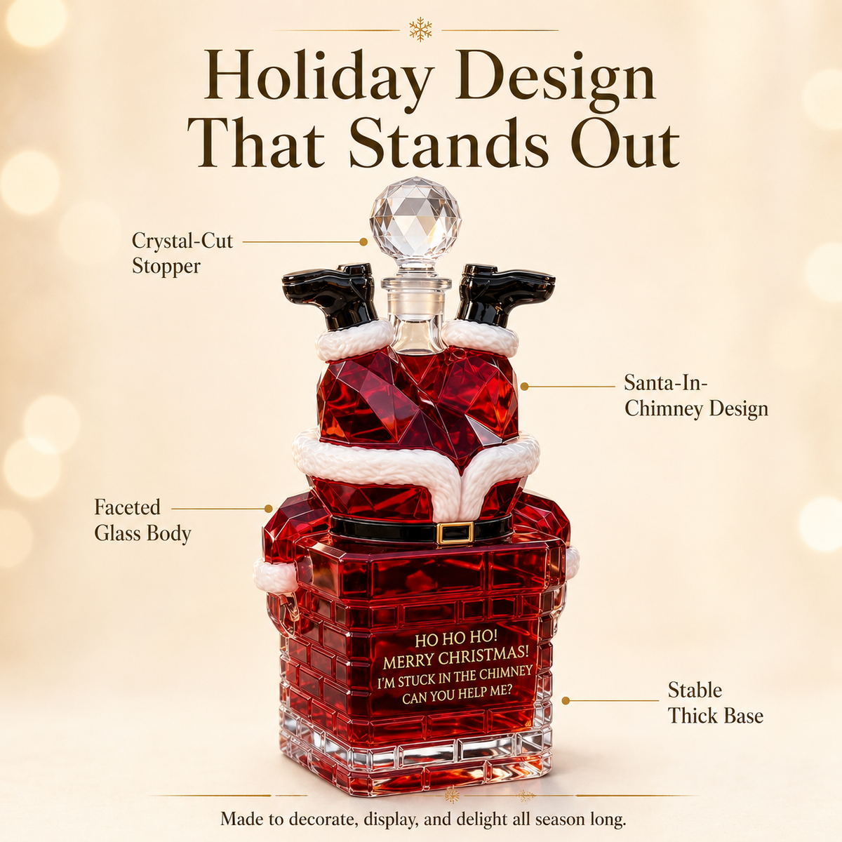 ๐
Santa Stuck in Chimney Decanter โ Funny Holiday Whiskey Bottle ๐ฅ