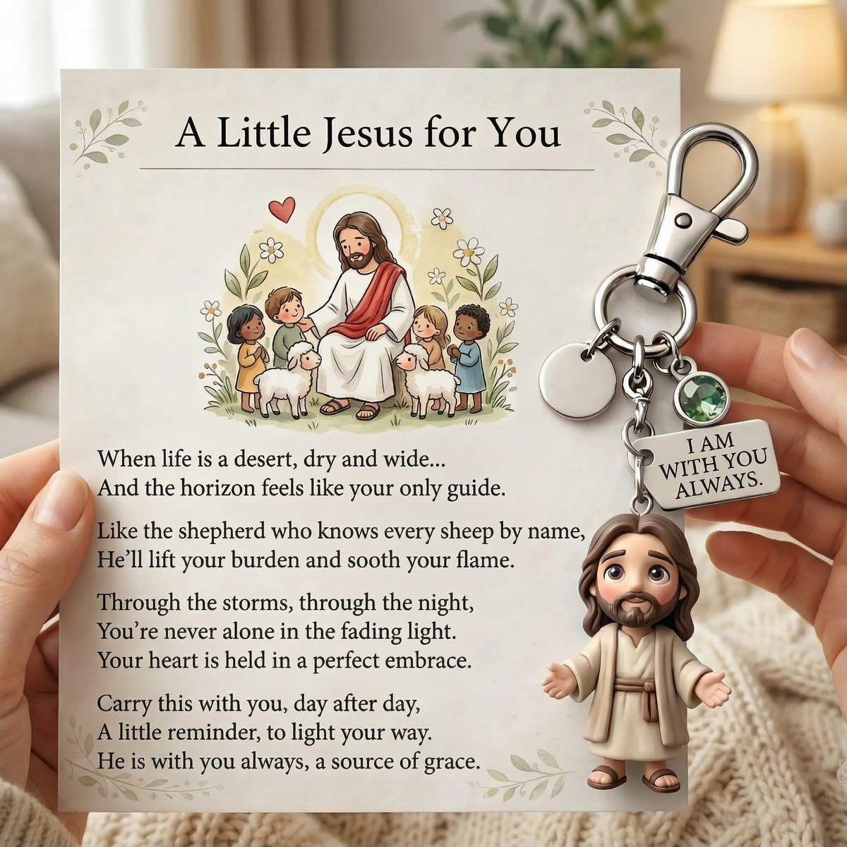 'A Little Jesus for You' - Comforting Pocket Reminder Keychain & Poem Card Gift Set ๐๐