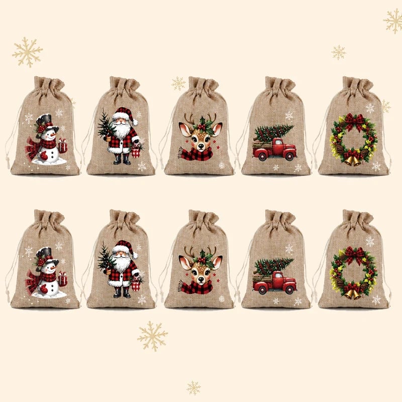 🎄Christmas Drawstring Gift Bags - Pull, Tie, and Make Every Little Gift Feel More Festive🎁