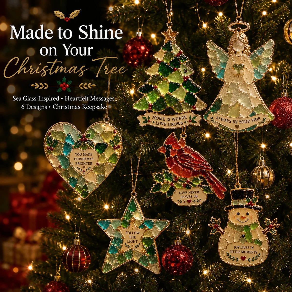 🎄 Sea Glass Christmas Blessing Ornaments