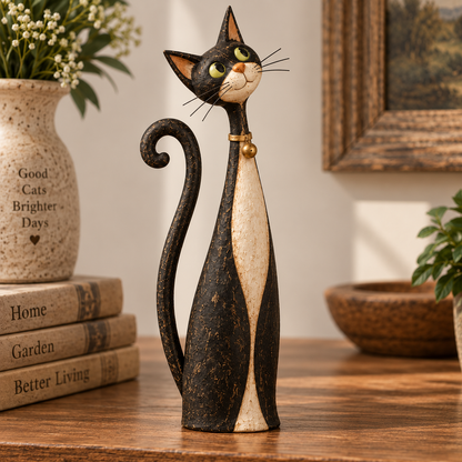 Whimsical Lady & Cat Figurine Set – Vintage-Inspired Home Decor for Cat Lovers