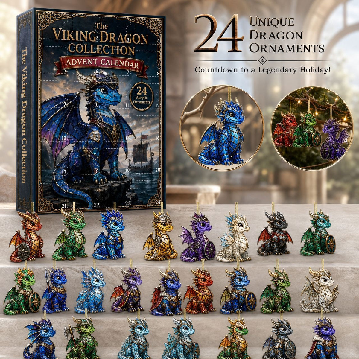 CHRISTMAS KICKOFF: 48% OFF – 2026 Viking Dragon Saga Advent Calendar – 24 Norse-Fantasy Dragon Warriors, Acrylic Ornaments Blind Box