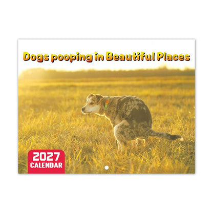 2027 Dogs Pooping in Beautiful Places Wall Calendar – A Hilariously Scenic Gift for Dog Lovers