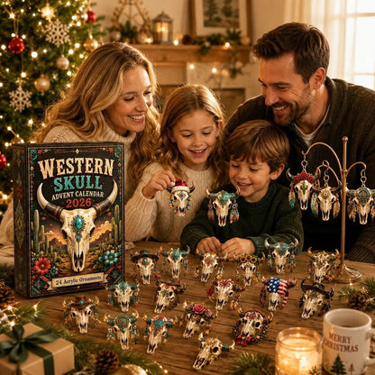 CHRISTMAS KICKOFF: 48% OFF – 2026 Western Skull Christmas Advent Calendar – 24 Unique Cowgirl & Cowboy Skull Ornaments, Acrylic Charms Blind Box