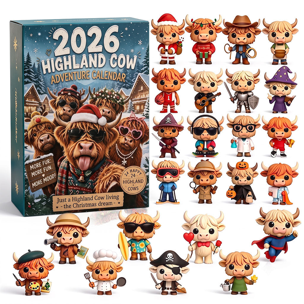 🔥HOT SALE🔥🐮 Highland Cow Advent Calendar 2027 | Cute 3D Highland Cow Mini Figurines Advent Box