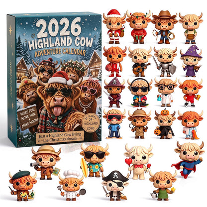 🔥HOT SALE🔥🐮 Highland Cow Advent Calendar 2027 | Cute 3D Highland Cow Mini Figurines Advent Box