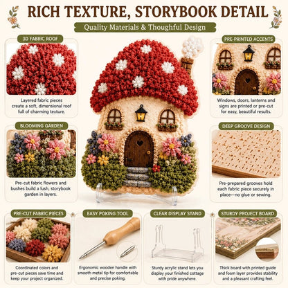 🔥Last Day 48% OFF - ✨🧘Relaxing & Beginner-Friendly-✨Whimsical Village 3D Fabric Poke Art Kit