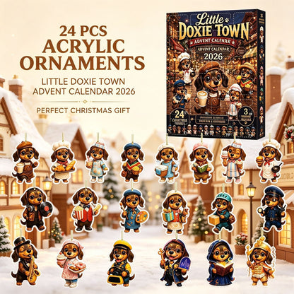 CHRISTMAS KICKOFF: 48% OFF – 2026 Little Doxie Town Advent Calendar – Meet 24 Charming Sausage Dog Townsfolk, Christmas Collectible Blind Box