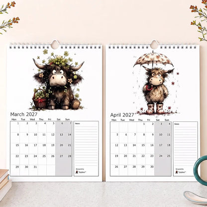 2027 Cute Highland Cow Wall Calendar 🐮 | Life Is Better With A Highland Cow ⭐