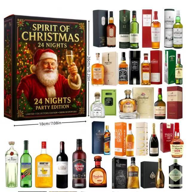 CHRISTMAS KICKOFF: 48% OFF – 2026 Spirit of Christmas Advent Calendar – 24 Nights of Festive Bottle Ornaments, Luxury Acrylic Blind Box – Gift for Whisky & Spirits Lovers