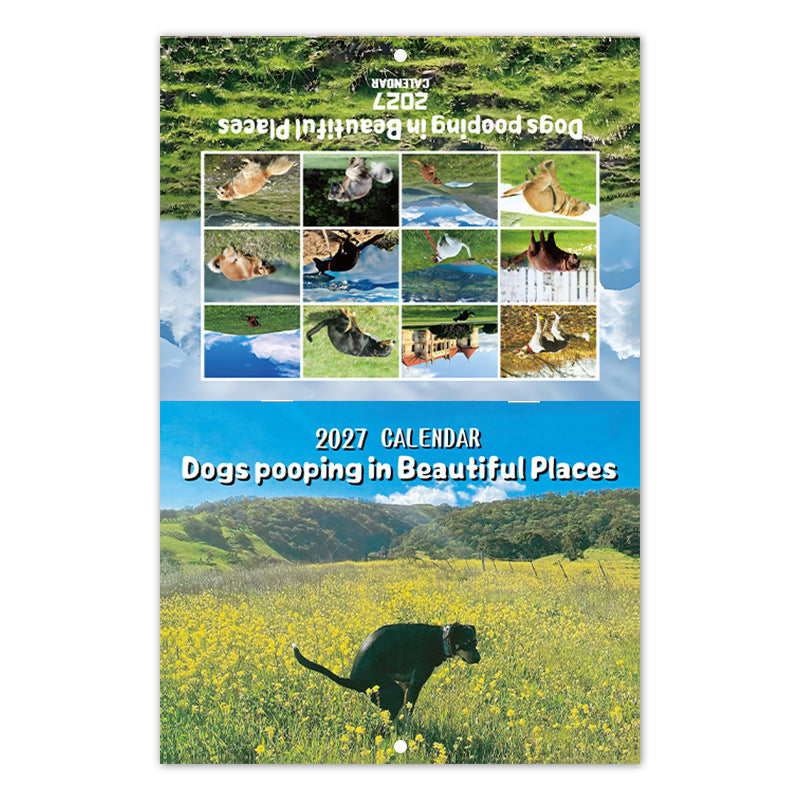 2027 Dogs Pooping in Beautiful Places Wall Calendar – A Hilariously Scenic Gift for Dog Lovers