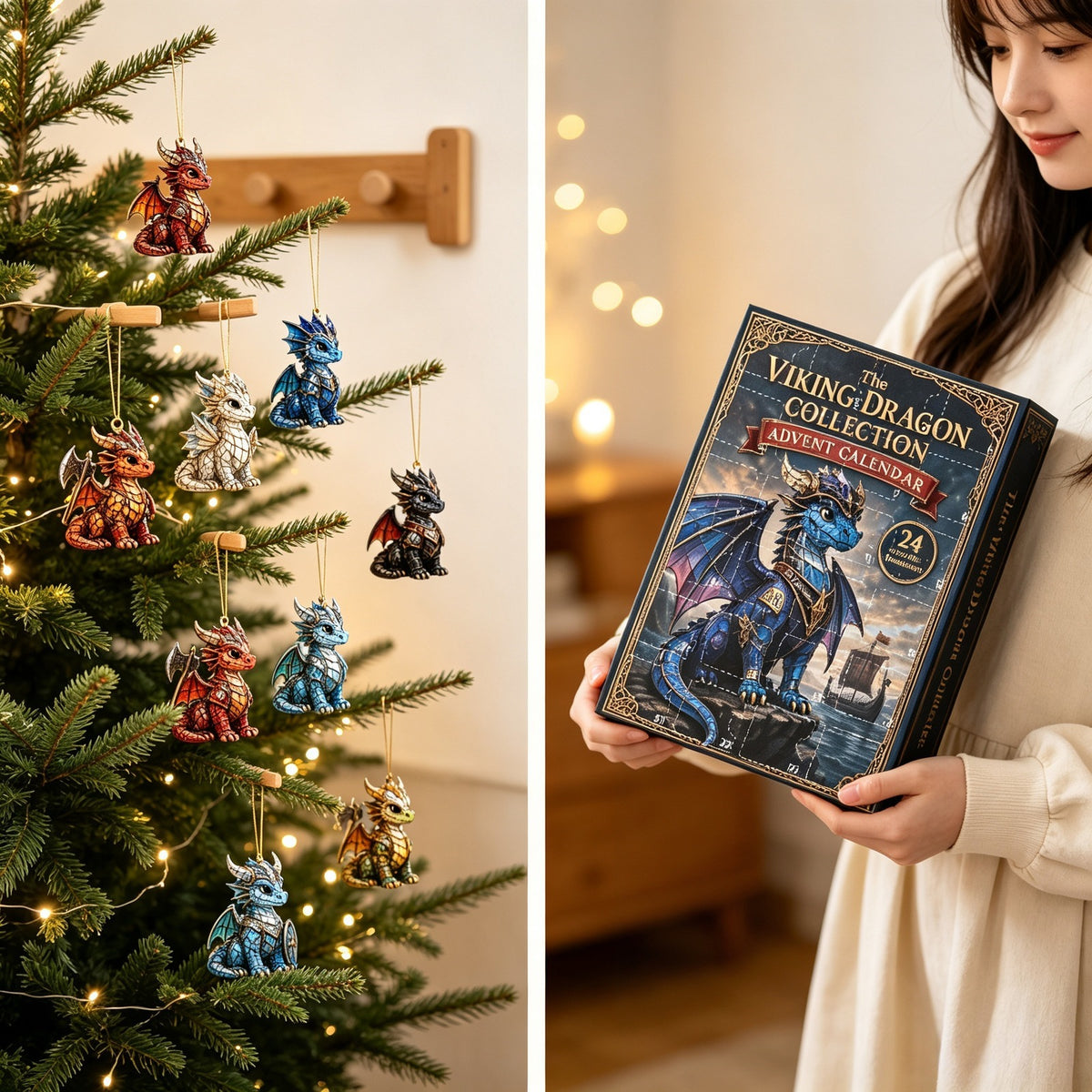 CHRISTMAS KICKOFF: 48% OFF – 2026 Viking Dragon Saga Advent Calendar – 24 Norse-Fantasy Dragon Warriors, Acrylic Ornaments Blind Box