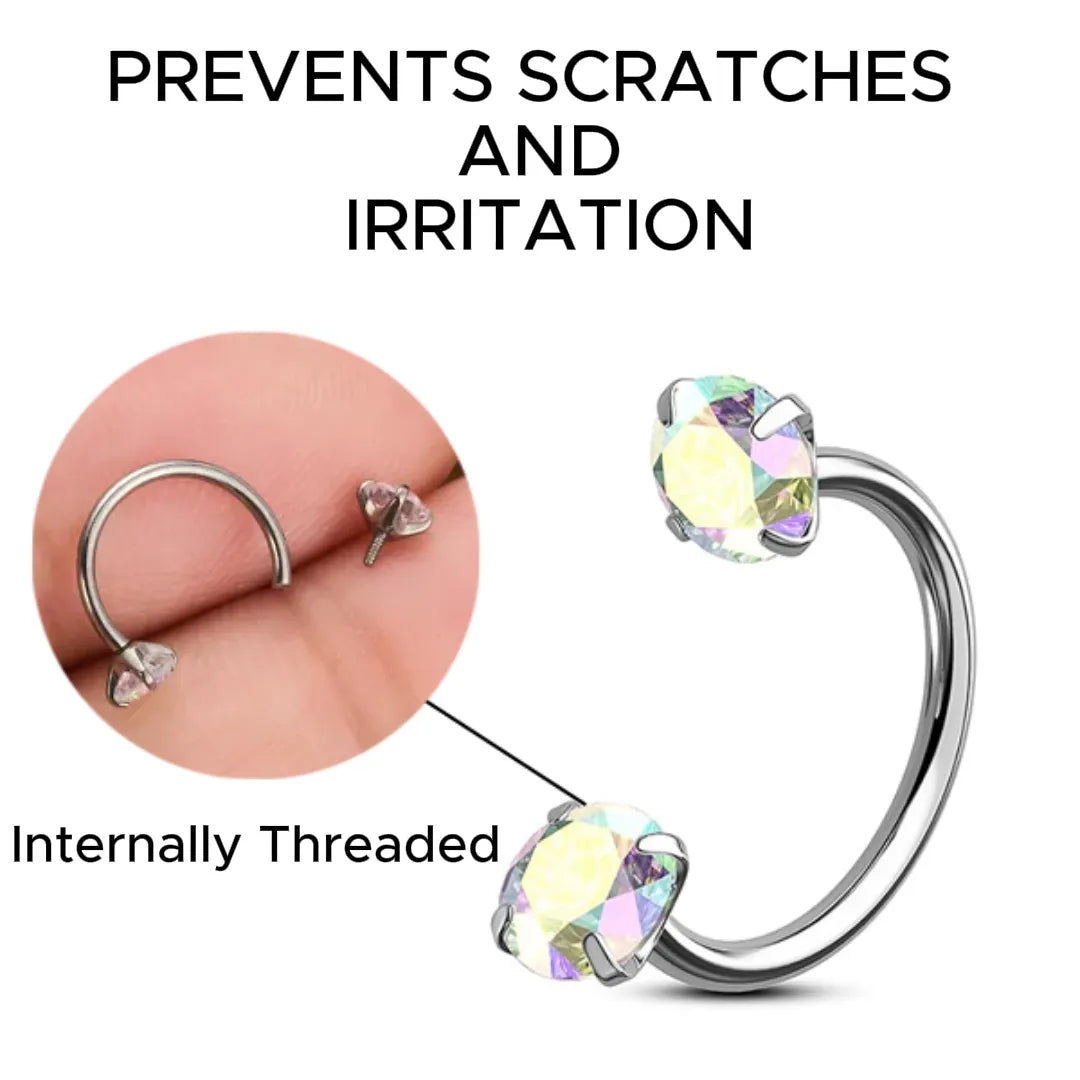 🔥Horseshoe Gem Nose Ring – Internally Threaded & Comfortable