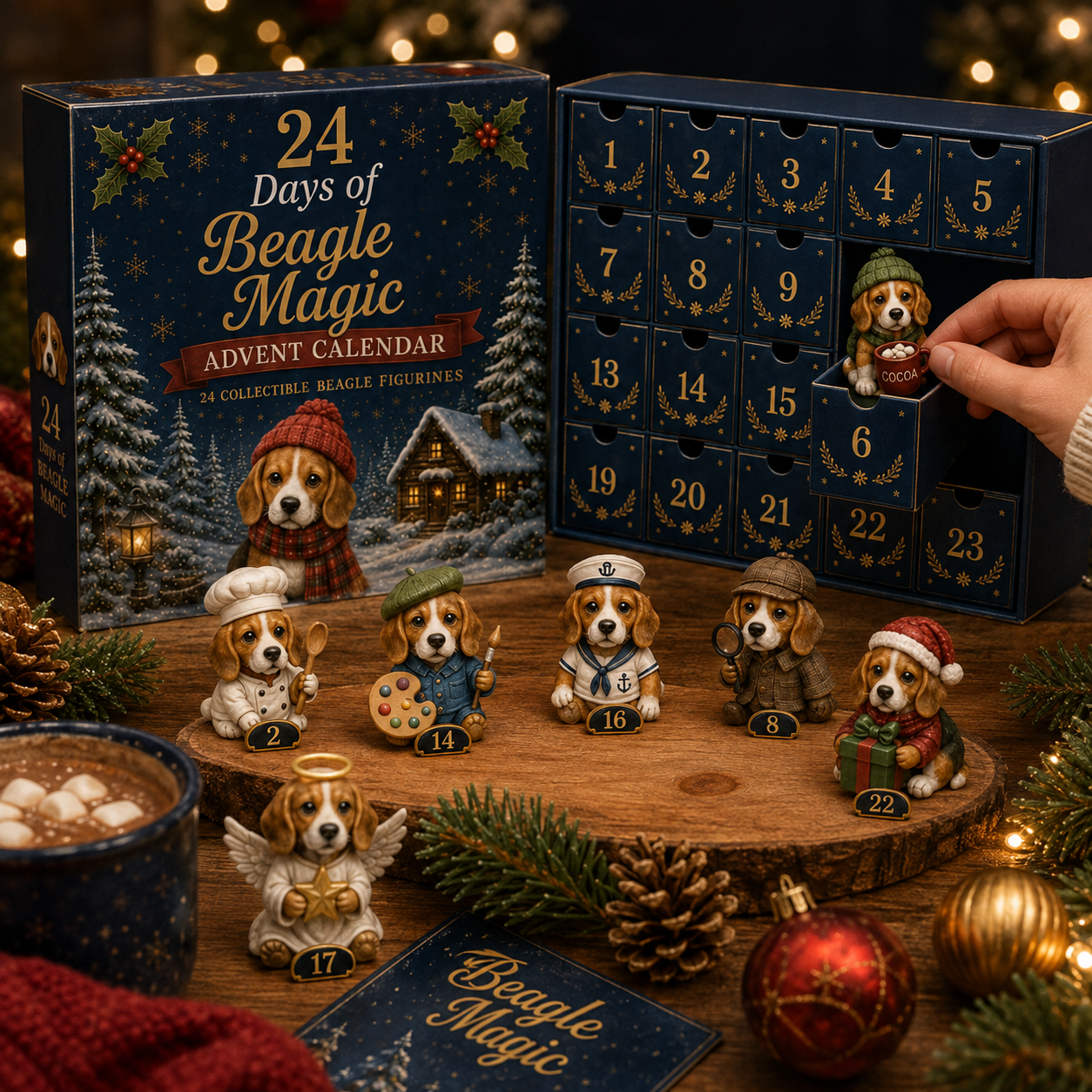 Beagle Magic Advent Calendar 2026 – 24 Days of Unique Beagle Miniature Collectibles, 24 Cute Holiday