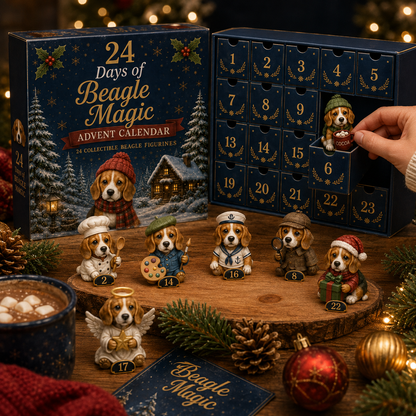 Beagle Magic Advent Calendar 2026 – 24 Days of Unique Beagle Miniature Collectibles, 24 Cute Holiday
