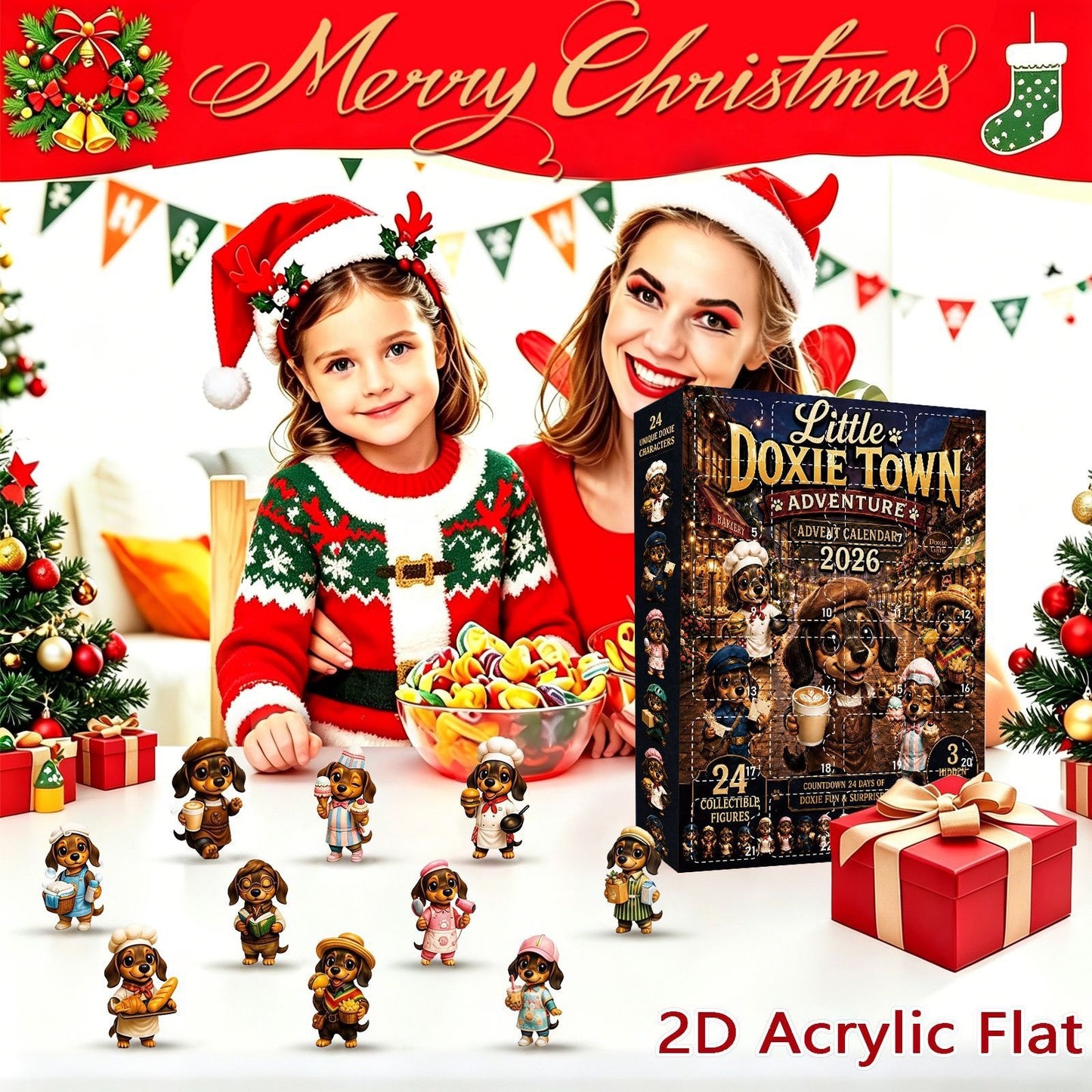 CHRISTMAS KICKOFF: 48% OFF – 2026 Little Doxie Town Advent Calendar – Meet 24 Charming Sausage Dog Townsfolk, Christmas Collectible Blind Box