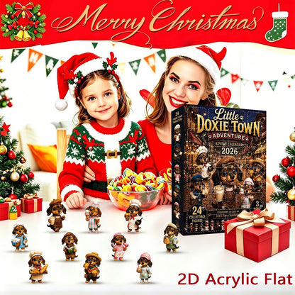 CHRISTMAS KICKOFF: 48% OFF – 2026 Little Doxie Town Advent Calendar – Meet 24 Charming Sausage Dog Townsfolk, Christmas Collectible Blind Box