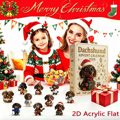 CHRISMAST KICKOFF 48% OFF - 2026 Dachshund Christmas Advent Calendar Blind Box - 24-Day Festive Countdown, Acrylic Charms Blind Box - Gift For Dog Lovers