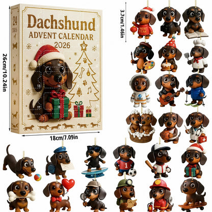 CHRISMAST KICKOFF 48% OFF - 2026 Dachshund Christmas Advent Calendar Blind Box - 24-Day Festive Countdown, Acrylic Charms Blind Box - Gift For Dog Lovers