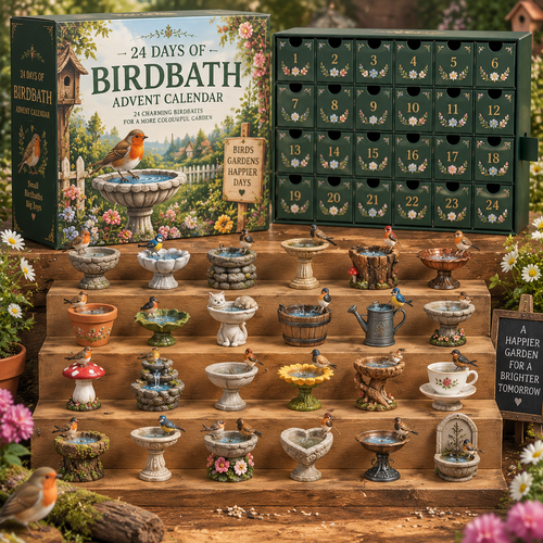 CHRISTMAS KICKOFF 49% OFF - 2026 Days of Birdbath Blind Box - 24‑Day Festive Countdown, Birdbath Themed Collectible Miniatures Blind Box - Gift For Garden & Bird Lovers