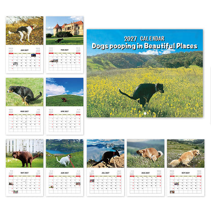 2027 Dogs Pooping in Beautiful Places Wall Calendar – A Hilariously Scenic Gift for Dog Lovers