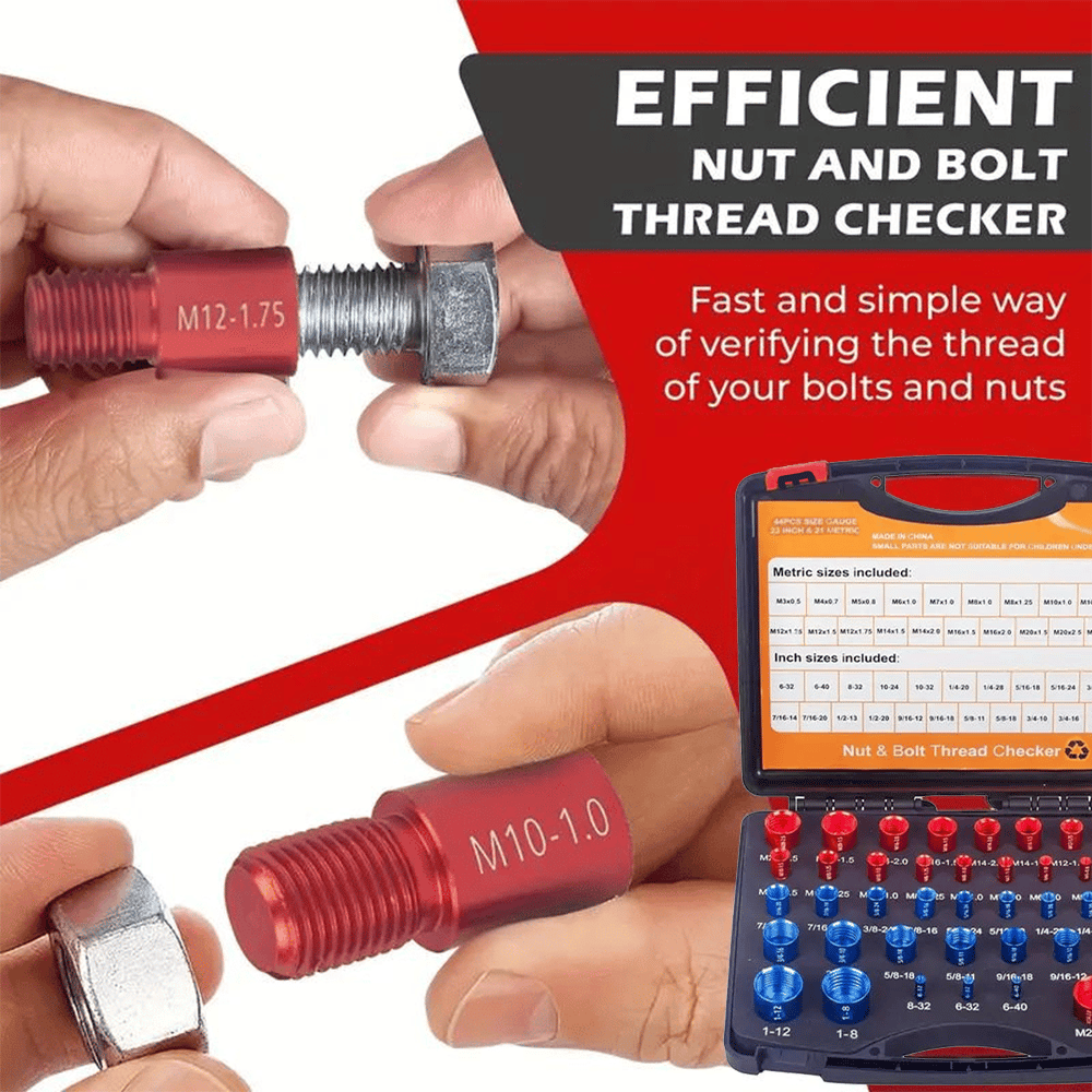 🔥44Pcs Alloy Nut and Bolt Thread Inspector Charge🔩