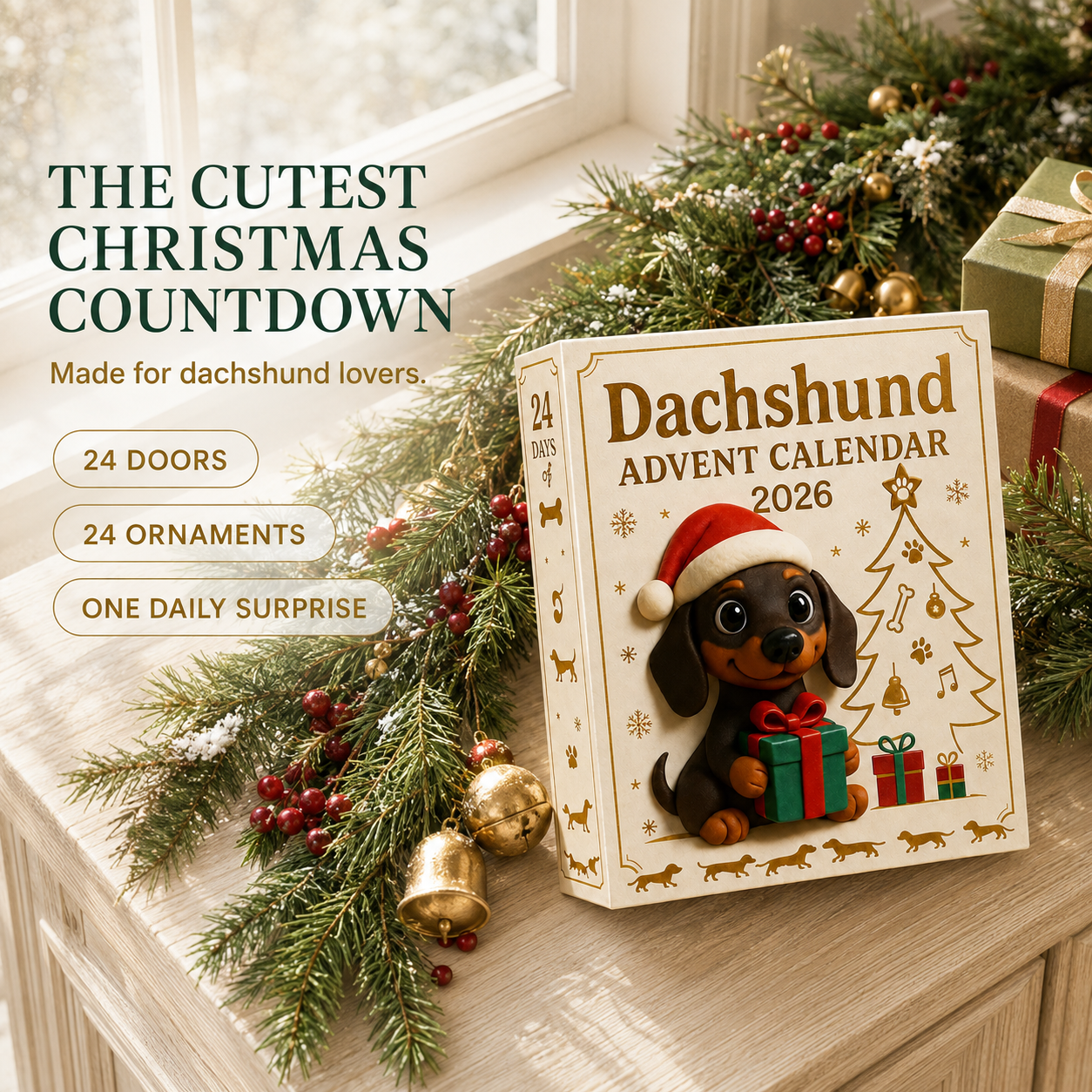 🔥LAST DAY 45% OFF-🐾Christmas Dachshund Advent Calendar