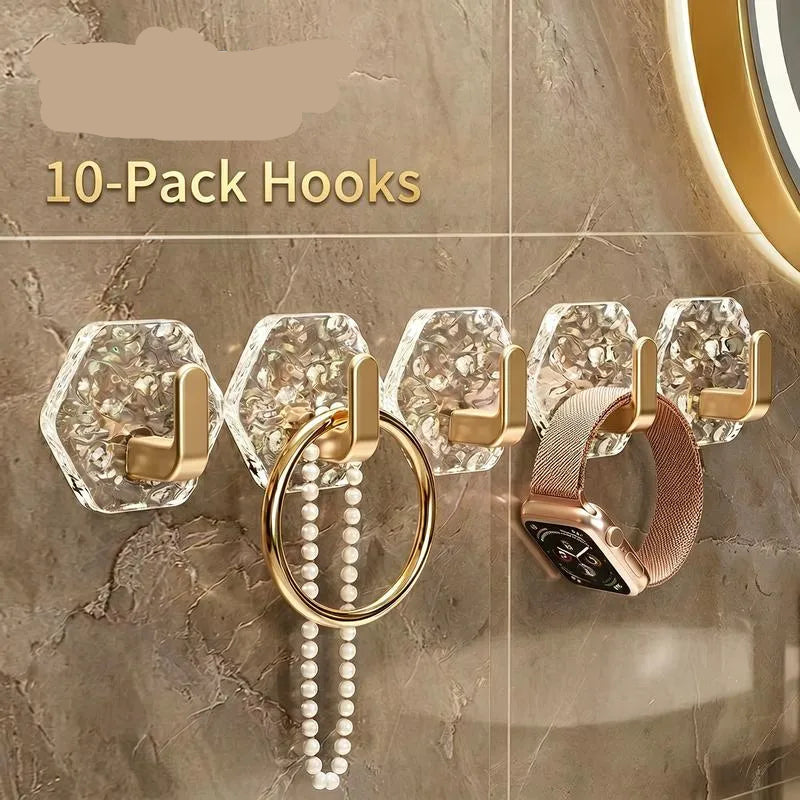 Self-Adhesive Hooks 10/20 Pack Hexagonal Ripple Design Heavy Duty Sticky Hooks