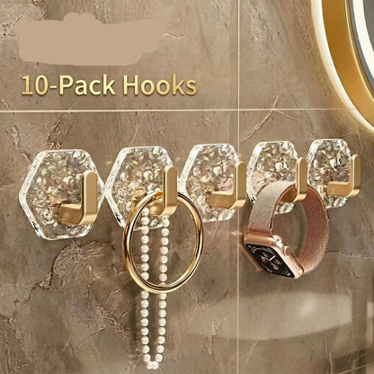 Self-Adhesive Hooks 10/20 Pack Hexagonal Ripple Design Heavy Duty Sticky Hooks