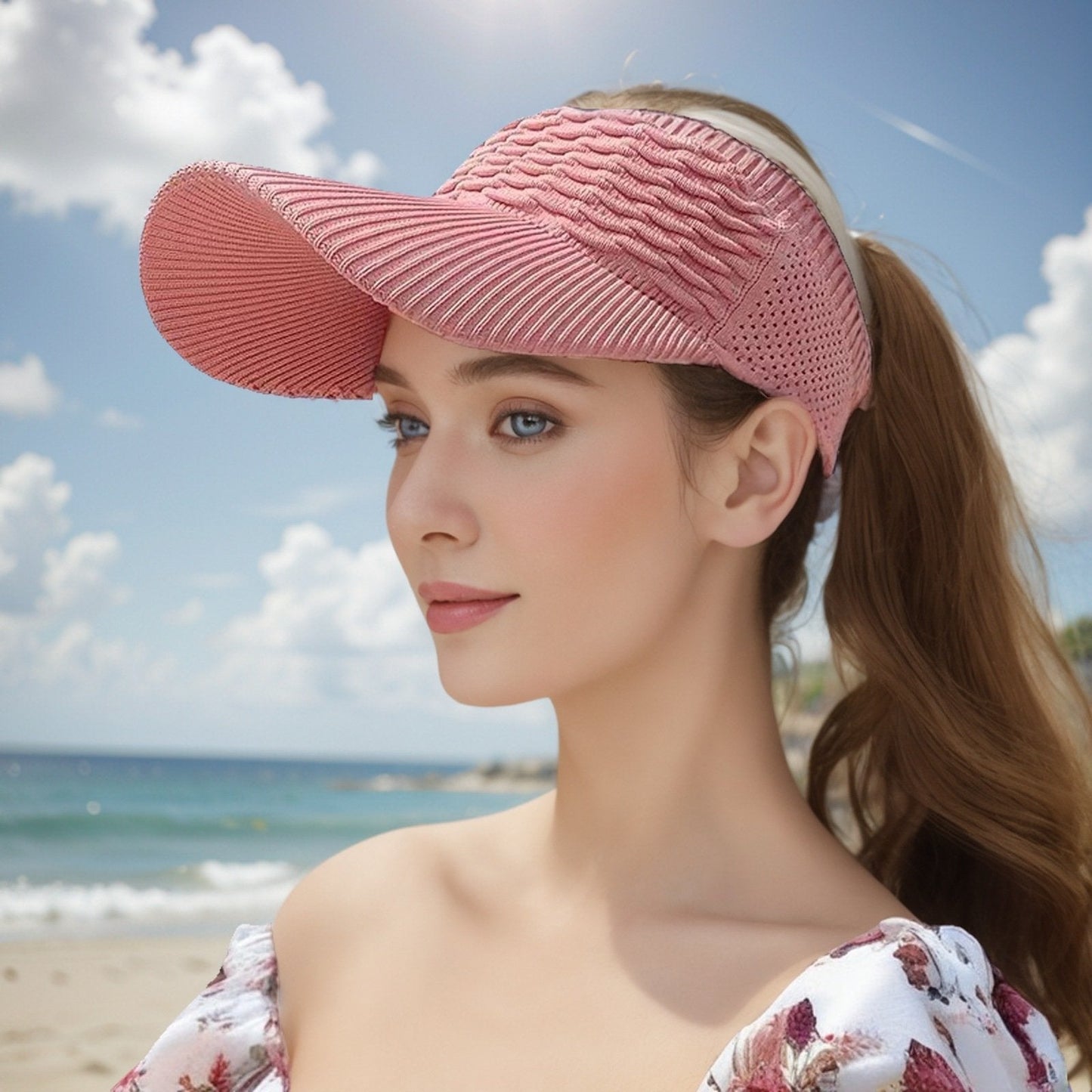 👒 Women's High Ponytail Sun Visor Hat – Breathable Open-Top UV Protection Cap for Running, Beach & Travel