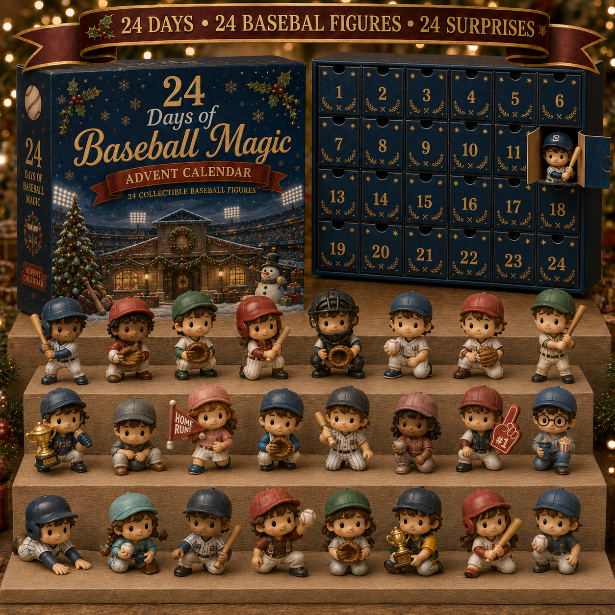 CHRISTMAS KICKOFF 49% OFF - 2026 Baseball Magic Blind Box - 24‑Day Festive Countdown, Baseball Figures Blind Box - Gift For Baseball Fans