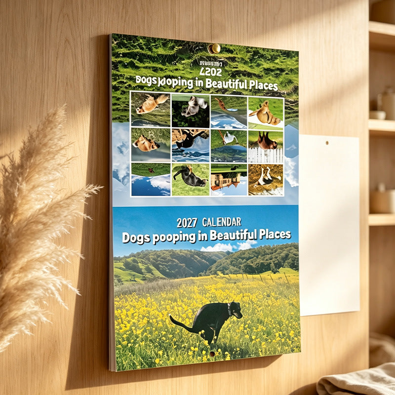 2027 Dogs Pooping in Beautiful Places Wall Calendar – A Hilariously Scenic Gift for Dog Lovers