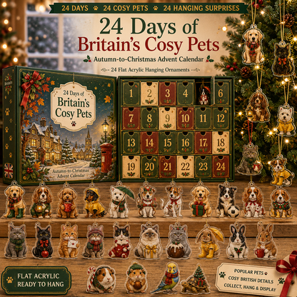 24 Days of Britain’s Cosy Pets Christmas Advent Calendar – 24 Collectible Acrylic Hanging Ornaments & Festive Pet Surprises