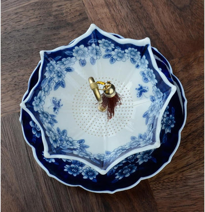 ☂️☕5 Thousand Years Blue and White Porcelain Umbrella Tea Infuser Set