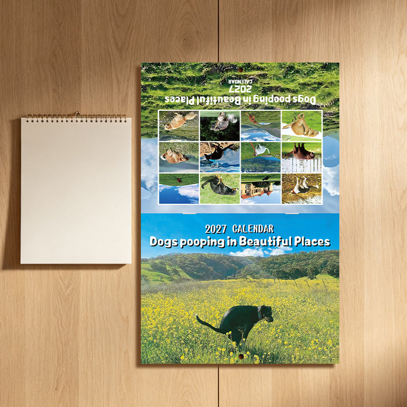 2027 Dogs Pooping in Beautiful Places Wall Calendar – A Hilariously Scenic Gift for Dog Lovers