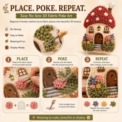 🔥Last Day 48% OFF - ✨🧘Relaxing & Beginner-Friendly-✨Whimsical Village 3D Fabric Poke Art Kit