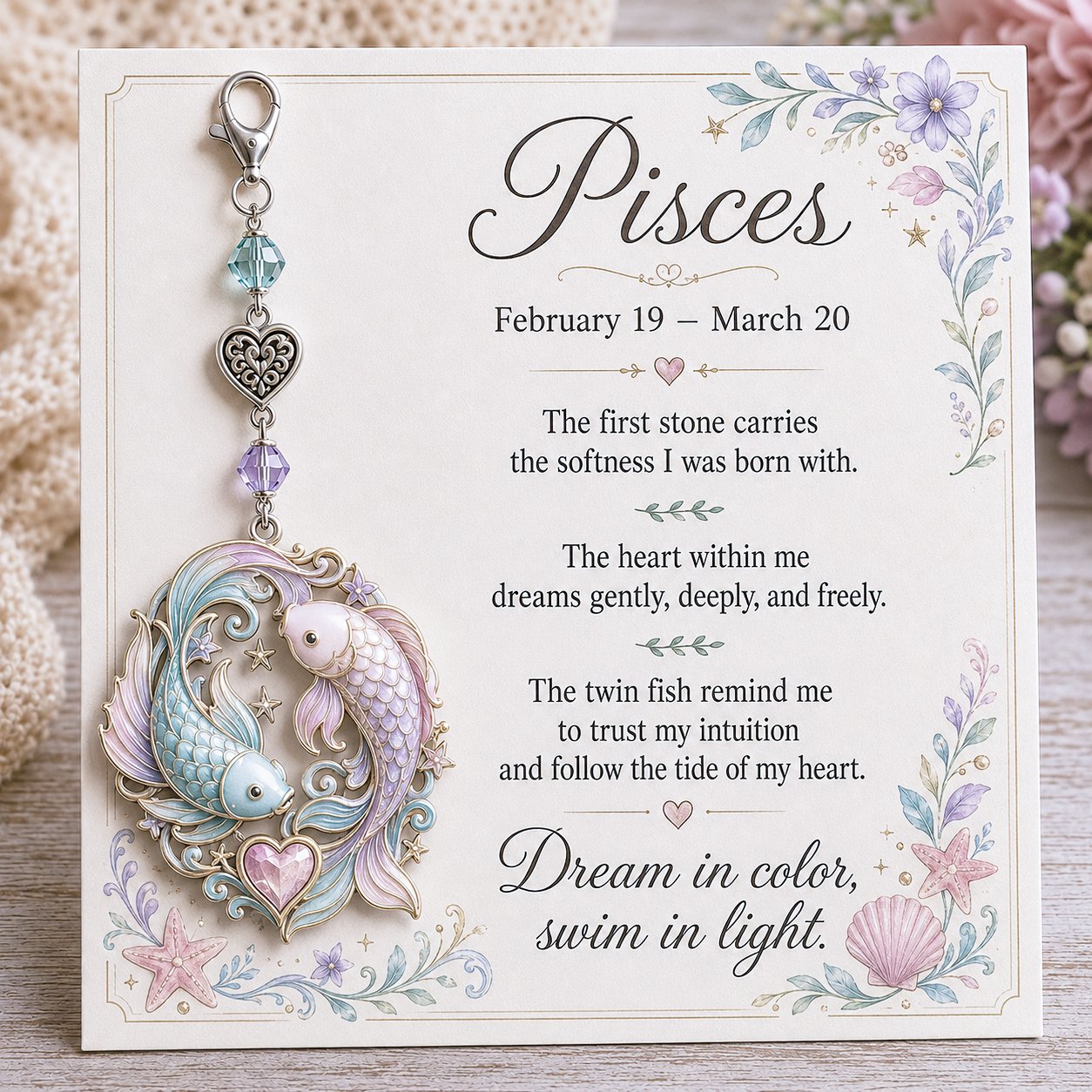 ✨ 12 Zodiac Birthstone Charm Keepsake Card