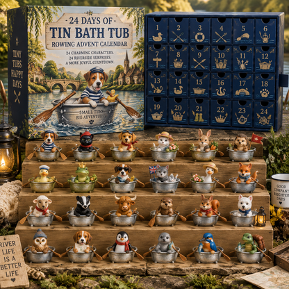 CHRISTMAS KICKOFF 49% OFF - 2026 Days of Tin Bath Tub Rowing Blind Box - 24-Day Festive Countdown, Tin Bath Tub Rowing Themed Collectible Miniatures Blind Box - Gift For Animal Lovers